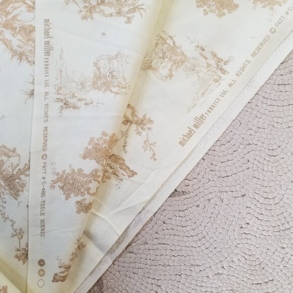 Lovely Toile French Country Fabric by Michael Miller in Gold and Creamy White - Picture 8 of 10